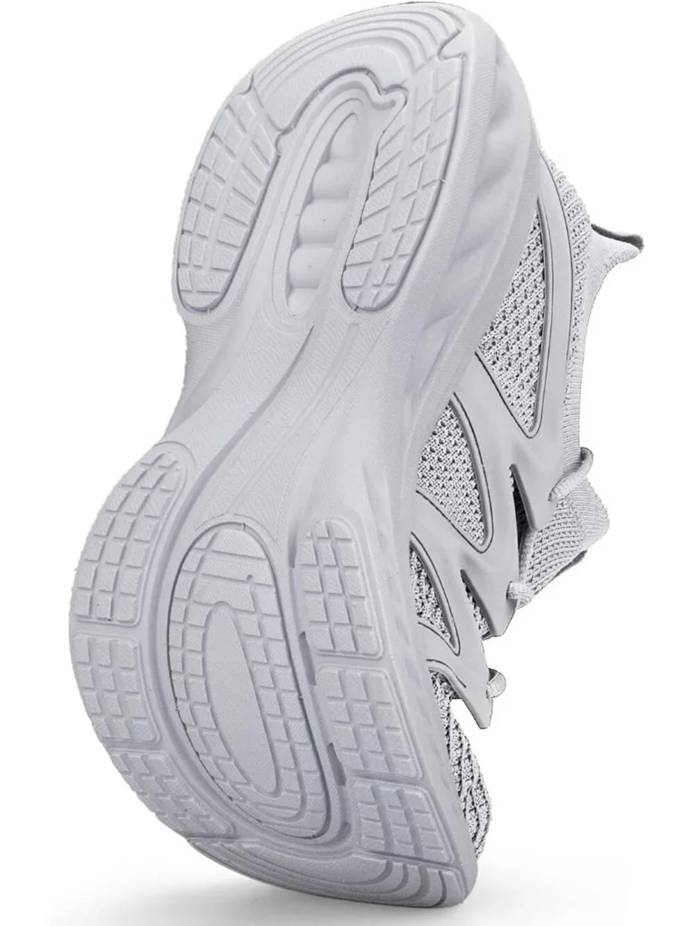 👑Men's Light Grey Mesh Slip On Lightweight Lace up Breathable Sneakers